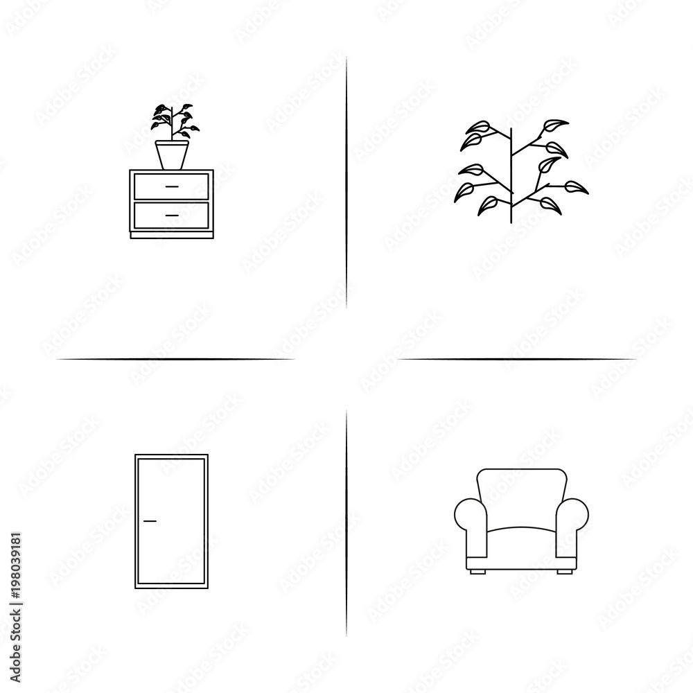Furniture simple linear icons set. Outlined vector icons Furniture simple linear icons set. Outlined vector icons