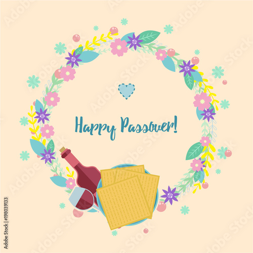 Vector illustration for Passover Jewish holidays. Flat design.