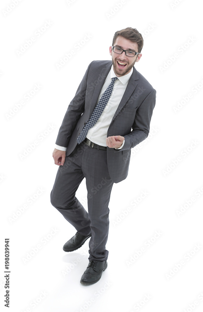 happy businessman confidently goes forward. happy businessman confidently goes forward.
