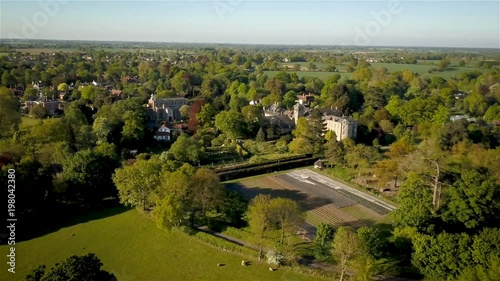 East Bergholt rural village, Suffolk, England; aerial drone view