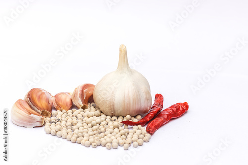Garlic isolated and white background,Condiment isolated white background
