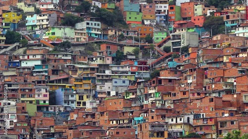 VIEW OF COMUNA 13, MEDELLIN, COLOMBIA - COLORFUL HOUSES photo