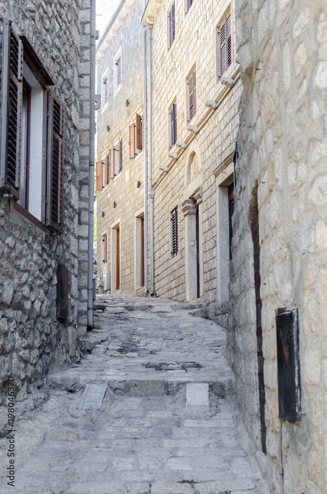 Old narrow street in Ulcinj.
