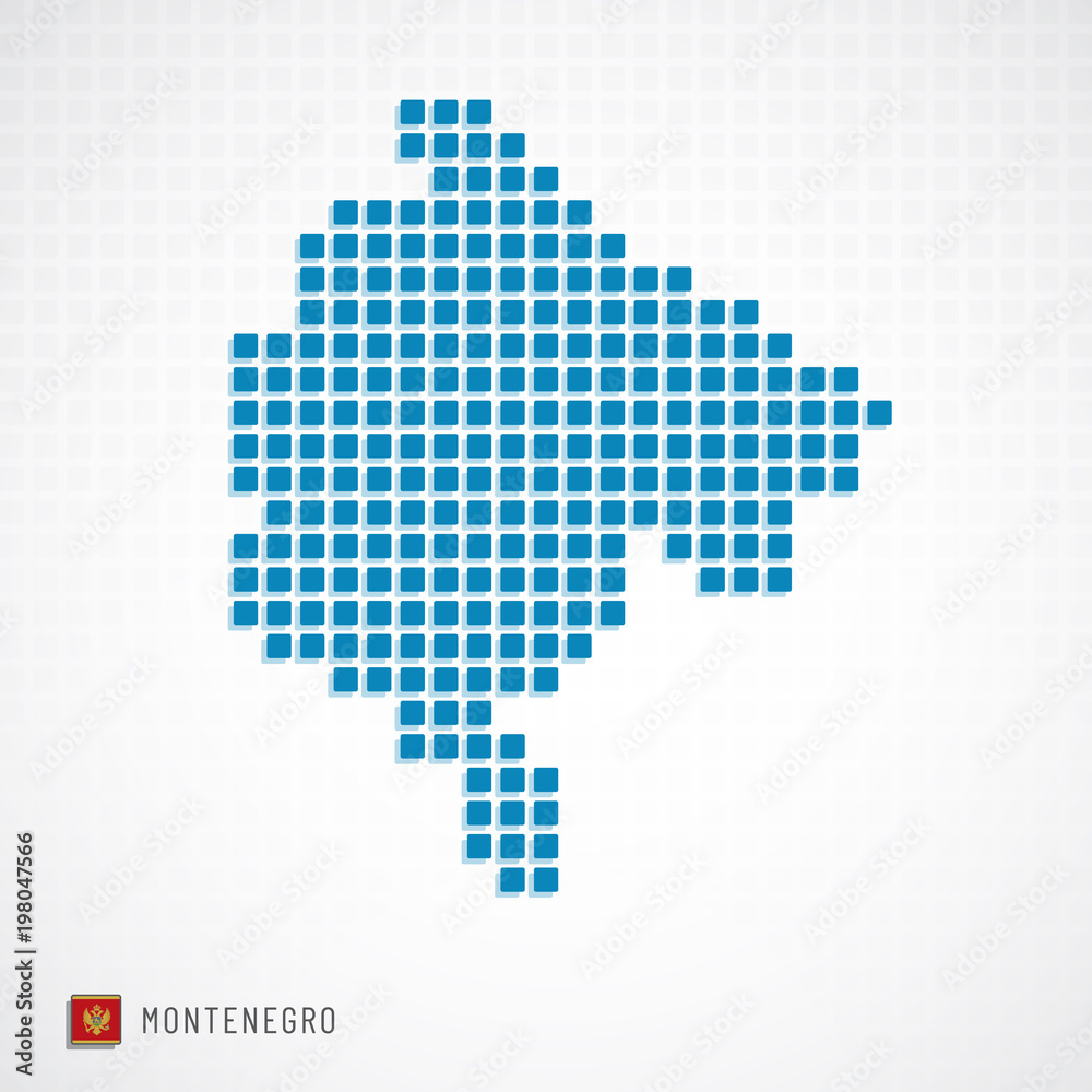 Montenegro map and flag icon