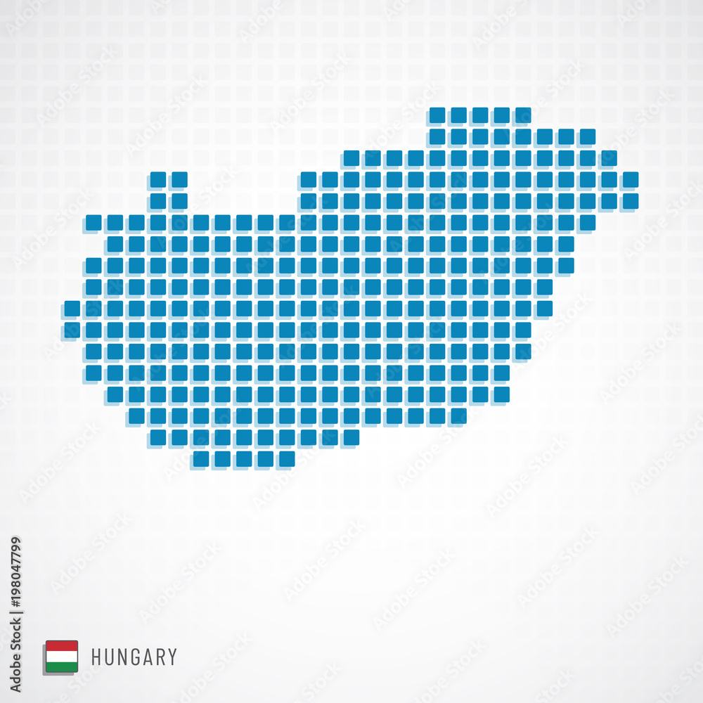 Hungary map and flag icon