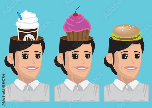 What to Eat for Lunch Vector Cartoon Illustration