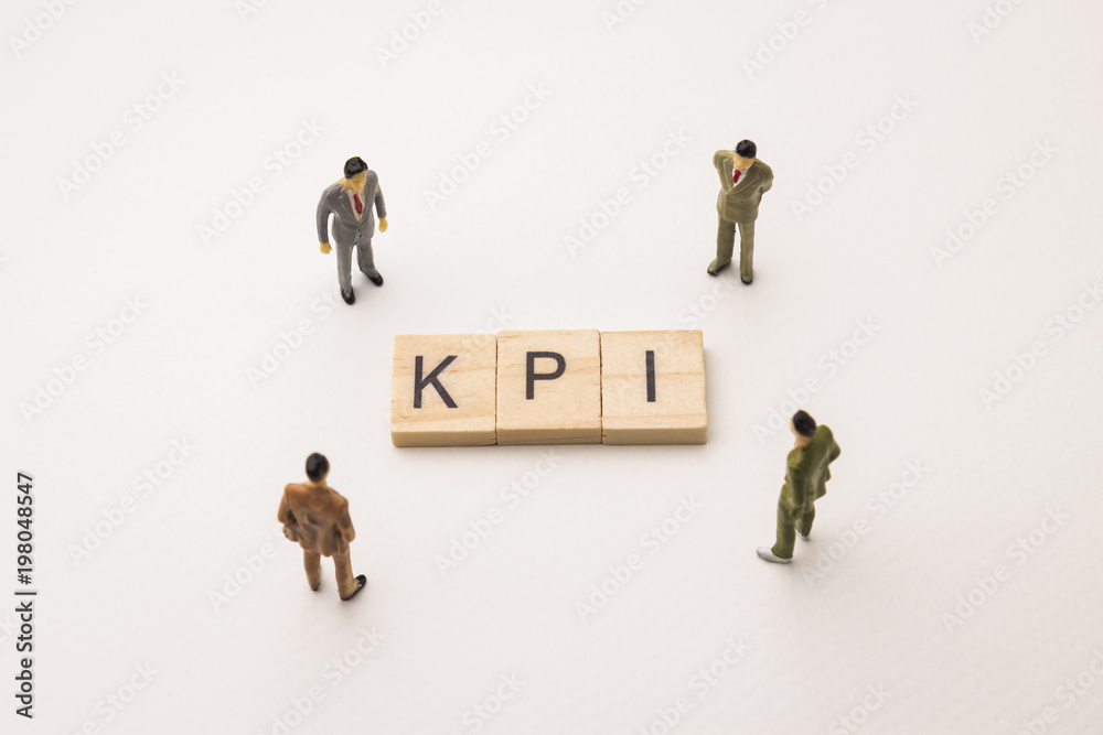 businessman figures meeting on kpi conceptual