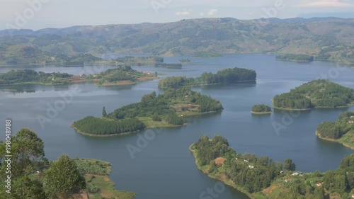 Numerous islands in Lake Bunyonyi, Uganda  photo