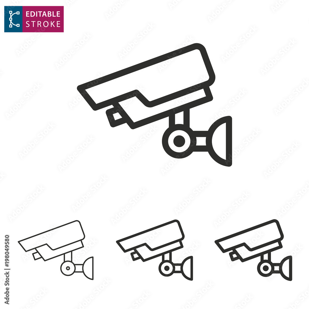 Security camera line vector icon. Editable stroke. Security camera line vector icon. Editable stroke.