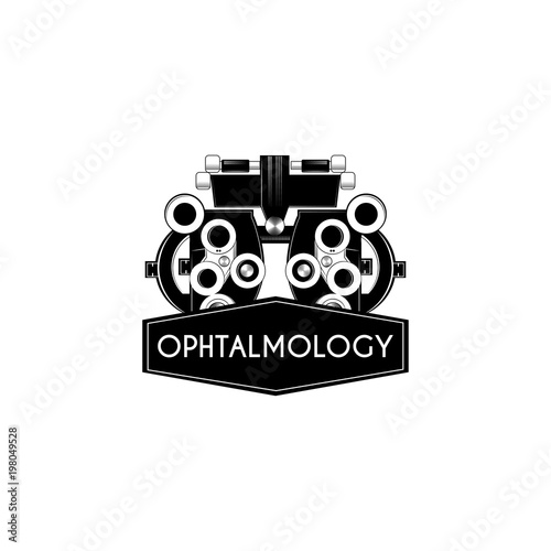 Eye Checkup Machine. Optical medical device. Eye-sighting machine. Ophthalmology. Vector.
