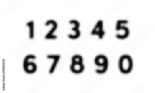 Halftone alphabet font vect...