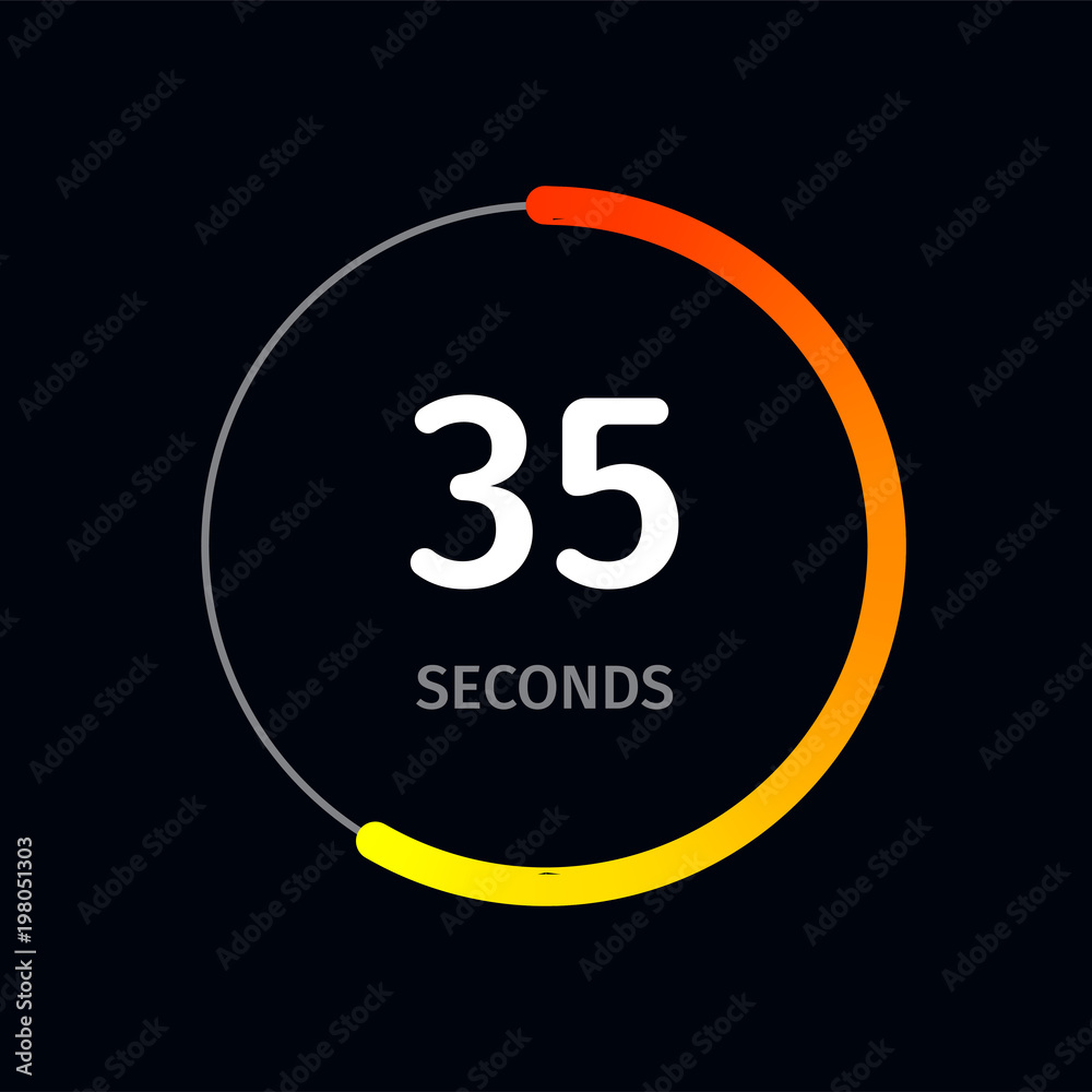 Countdown timer or digital counter timer clock vector flat circle dots icon  for smartphone UI or UX countdown timer design Stock Vector