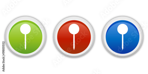 rundes Button Set grün rot blau - Stecknadel