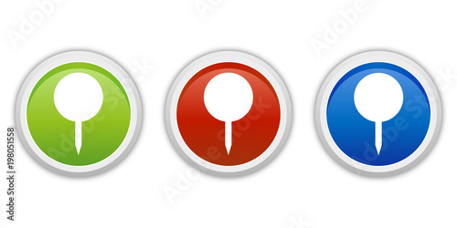 rundes Button Set grün rot blau - Pinnadel