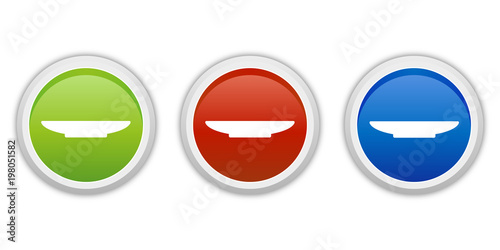 rundes Button Set grün rot blau - Teller