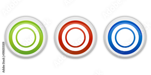 rundes Button Set grün rot blau - Scheibe