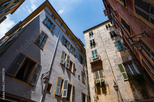 Old Colourful building in the old town of Nice in the south of France