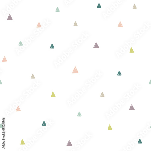 Hand drawn colorful triangles seamless pattern. Vector illustration