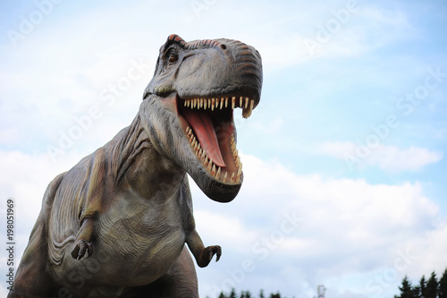 Park of dinosaurs. A dinosaur on the background of nature. Toy d © alexkich