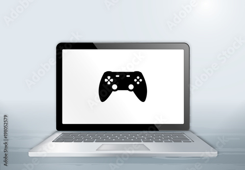Laptop auf Holztisch - Controller