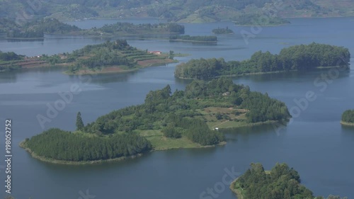 Green islands in Lake Bunyonyi, Uganda  photo