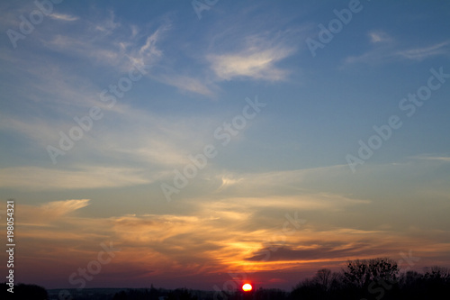 Winter sunset sky for backgrounds and sky replacement © eyecon