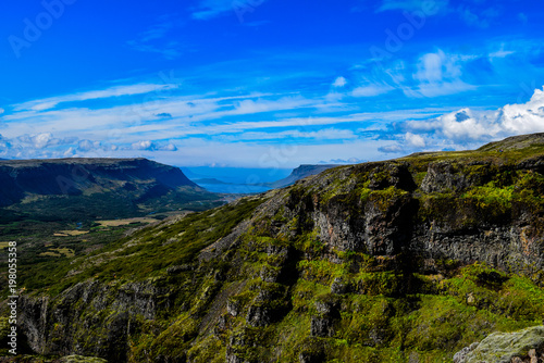 Valley view out to sea in Summer