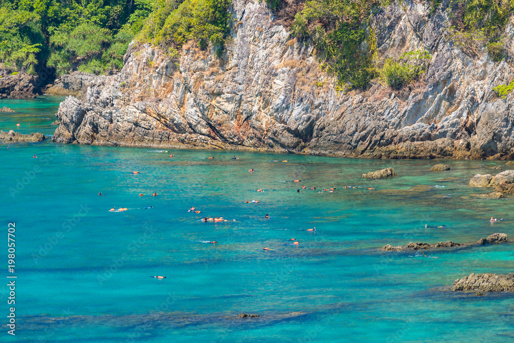 Fototapeta premium Tropical white sand beach Aerial