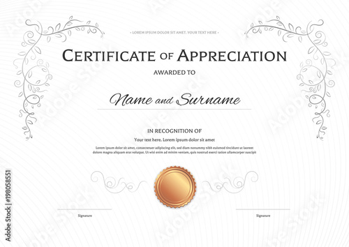 Luxury certificate template with elegant border frame, Diploma design for graduation or completion