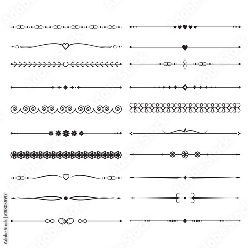 Vintage calligraphic dividers. Handmade wedding vector decoration