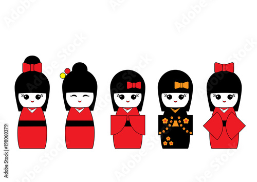 Set of Japanese Kokeshi dolls