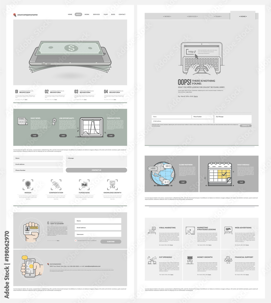 Website template for Agency or company portfolio with concept elements