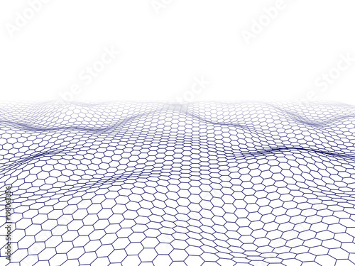 Abstract from hexagon surface on white background. Technology concept.Big data. vector illustration.