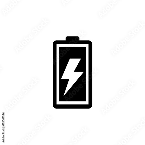 Battery Load. Flat Vector Icon. Simple black symbol on white background