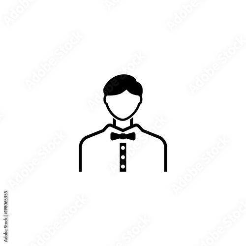 Casino Croupier. Referee Avatar. Flat Vector Icon. Simple black symbol on white background