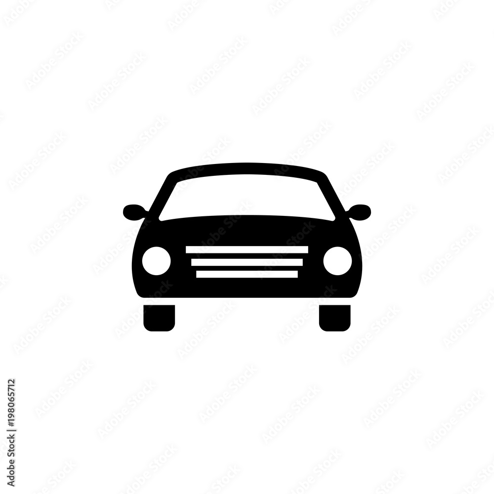 Car. Flat Vector Icon. Simple black symbol on white background