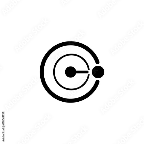 Orbit. Proton Nucleus. Flat Vector Icon. Simple black symbol on white background