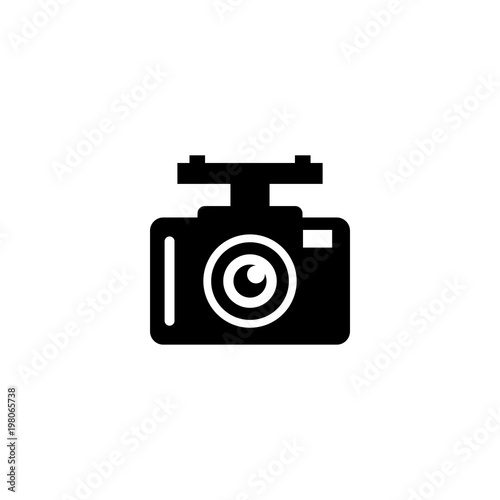 Car DVR. Car Digital Video Recorder. Flat Vector Icon. Simple black symbol on white background