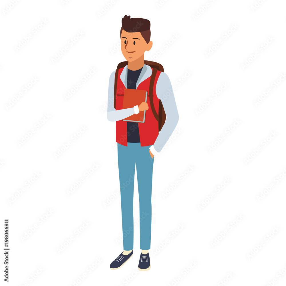 Young male student cartoon vector illustration graphic design Young male student cartoon vector illustration graphic design