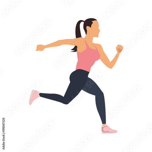 Fitness woman running cartoon vector illustration graphic design © Jemastock
