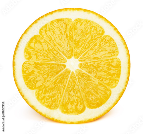 Perfectly retouched sliced half of lemon fruit isolated on the white background with clipping path. One of the best isolated lemons slices that you have seen.