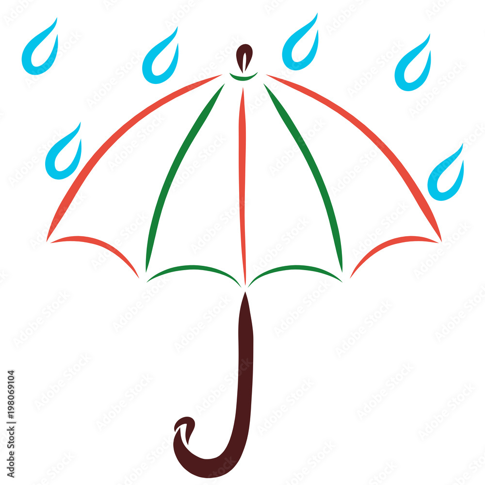Umbrella and raindrops, do not wet Umbrella and raindrops, do not wet