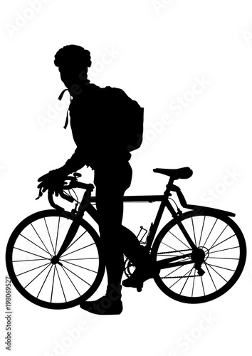 Fototapeta Naklejka Na Ścianę i Meble -  Sport man whit bike on white background