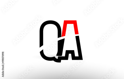 black white alphabet letter qa q a logo icon design