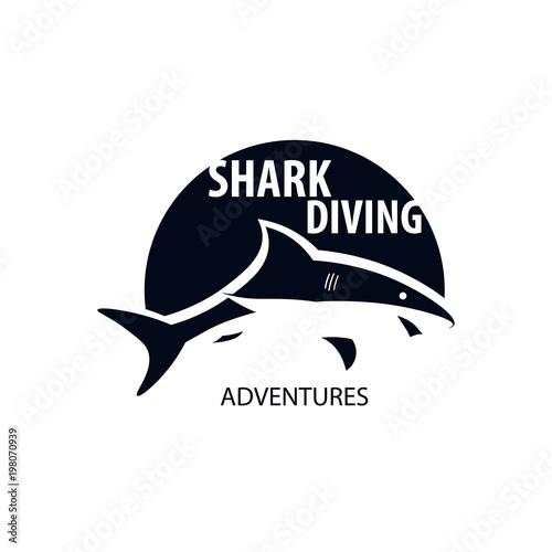 Diving Club. Emblem or logo with Shark. Vector illustration