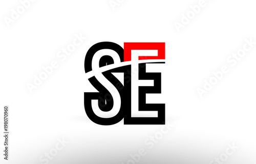 black white alphabet letter se s e logo icon design
