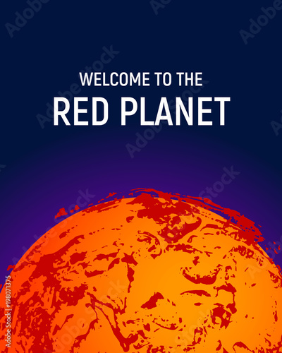 Futuristic space planet poster background. Textured cosmic celestial body in deep blue sky. Cosmic party banner template. Vector illustration. Planet Earth vector.