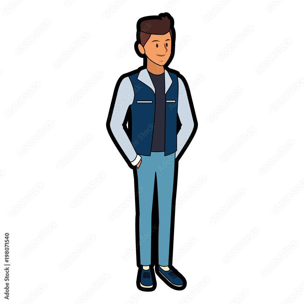 Young male student cartoon vector illustration graphic design