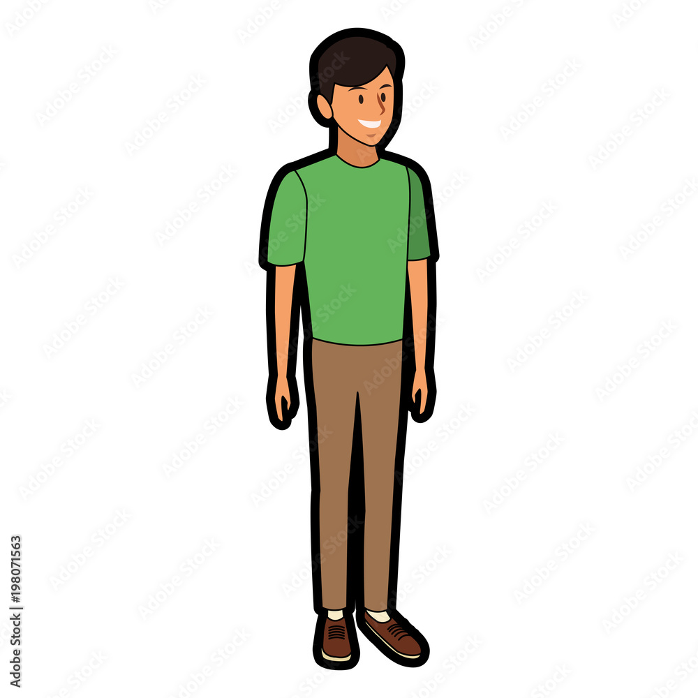 Young male student cartoon vector illustration graphic design