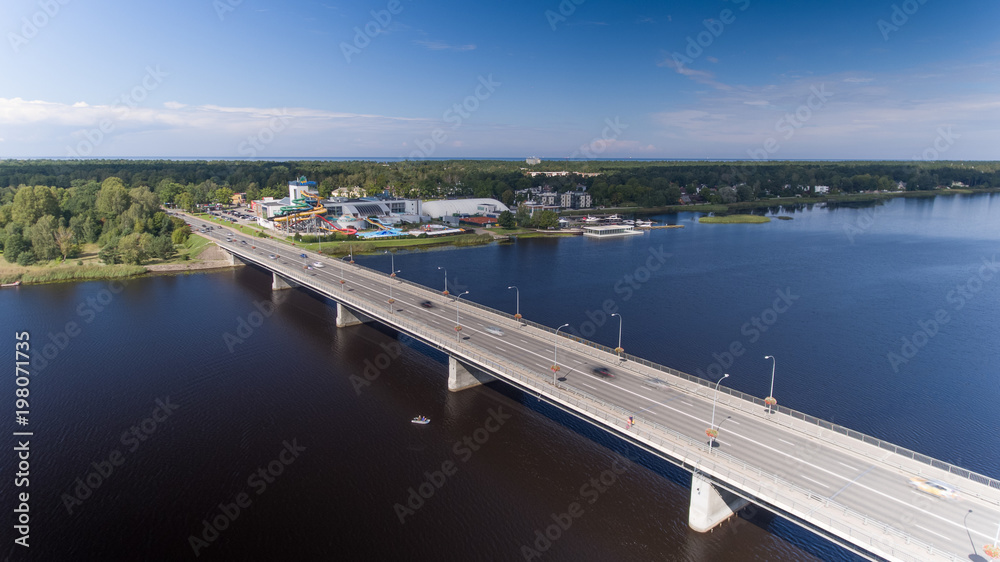 Obraz premium Bridge, viaduct, motorway view from above..